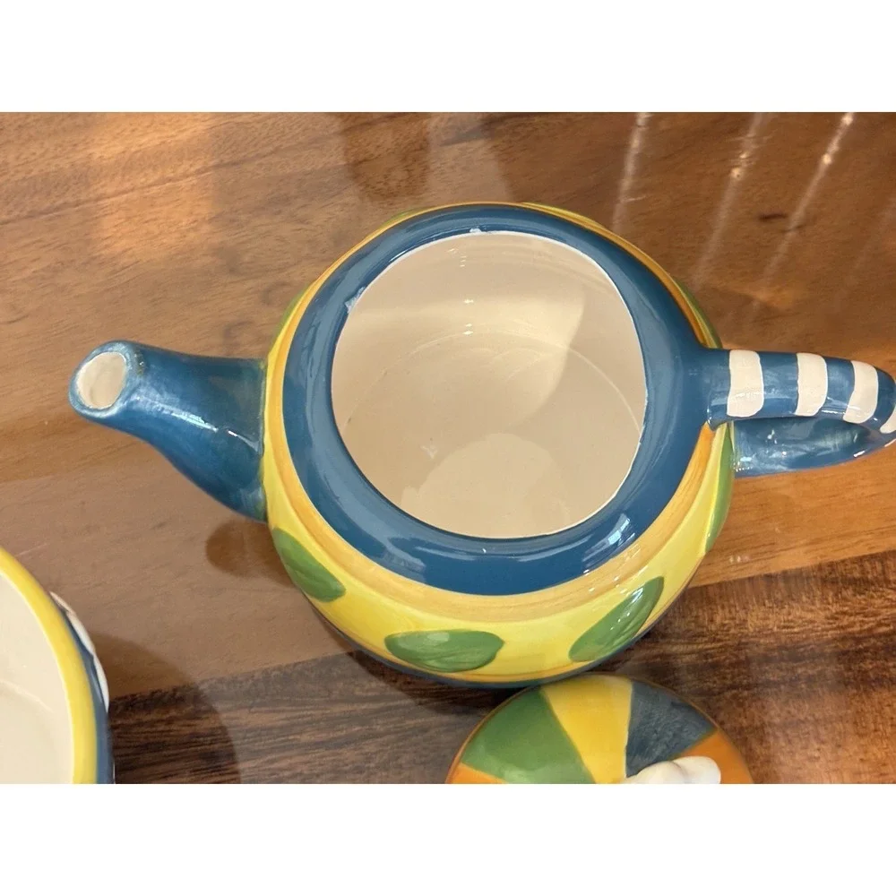 Floral Tea For One 4 Piece‎ Set Stacking Teapot Cup & Teabag Plate Ceramic Gift